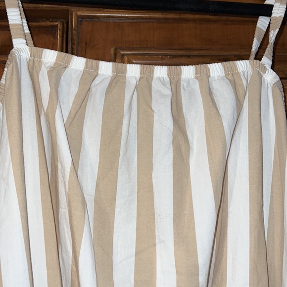 GAP Belted Patchwork Khaki Striped Midi Dress - Picture 6 of 11